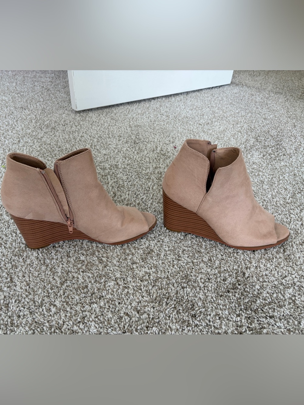 Wedge Ankle Booties in Blush Taupe - Women's Fashion Boots